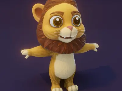 Cartoon Animated Lion and Tiger 3D Model Collection Low-poly 3D model