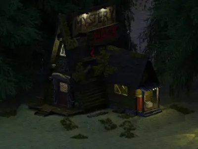 Low poly mystery Shack and  PBR materials Low-poly 3D model