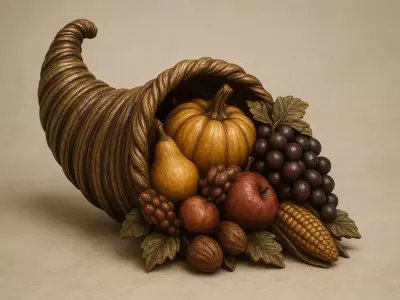 Thanksgiving Cornucopia 3D model for 3D print figurine harvest  3D print model
