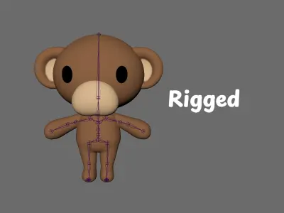 Little Monkey Animated Cute 3D Models For Games And Animations Low-poly 3D model