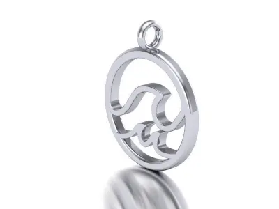 Modern Waves Pendant For Chain 3D print model