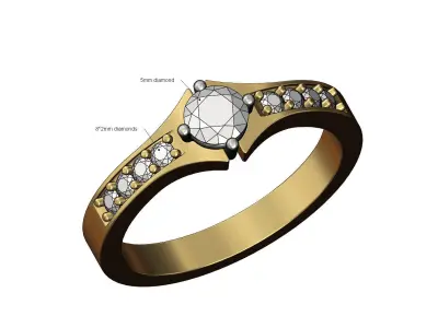 2 tone diamond ring US sizes 5to9 3D print model