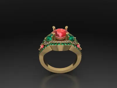 Ruby emerald luxury ring 3D print model