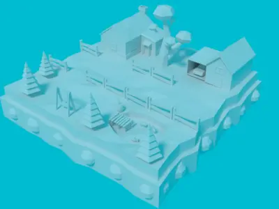 Low-Poly Cartoon Street Low-poly 3D model