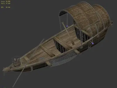 Game Traffic - Small wooden boat 02 3D model
