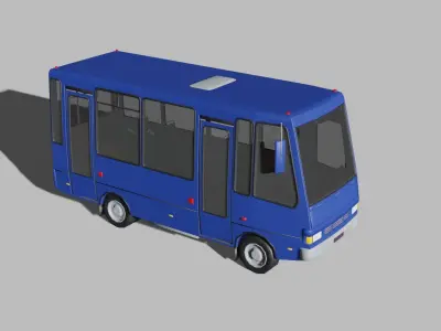 City Bus With Interior Low-poly 3D model