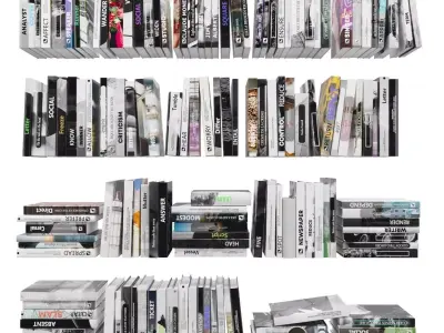 Books 150 pieces 4-6-1 Low-poly 3D model