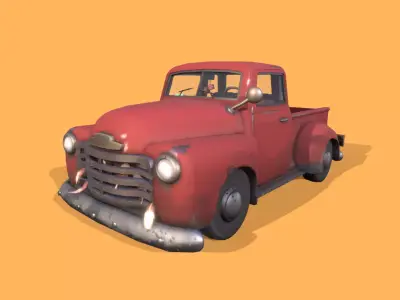 Cartoon Pick-Up Truck Low-poly 3D model