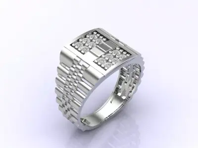 Print Ready STL 3DM  Gents Rings Diamond Men Ring  3D print model 245