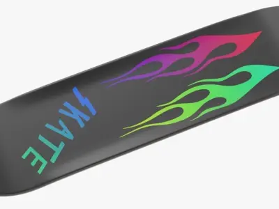 Skateboard with flames transparent 3D model