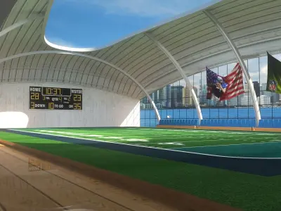 Indoor American Football Field Low-poly 3D model