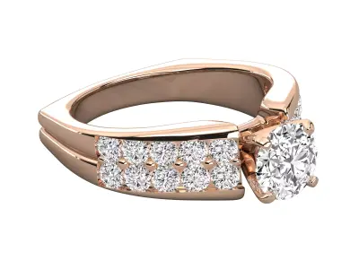 Solitaire Pave Diamond Engagement Ring Luxury CAD Design 3D print model