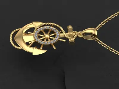 Anchor gold pendant 3D model 3D print model
