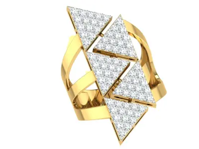 Light Weight Yellow Gold Diamond Ring -DDS RN 265 3D print model