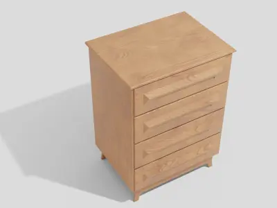 Dresser wooden chest of drawers Low-poly 3D model