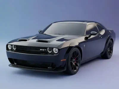 Menacing Dark Blue Dodge Challenger SRT Hellcat Low-poly 3D model