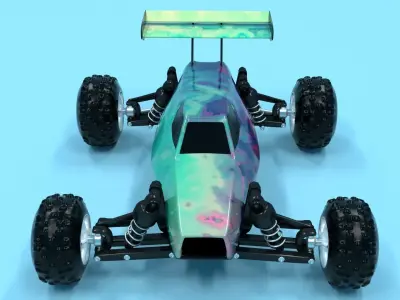 Simple RC car with working suspenshion Low-poly 3D model