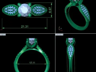 Diamond ring jewelry for woman 3D print model