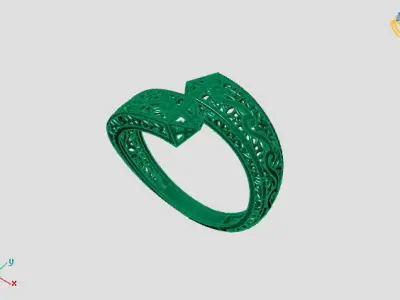 Two Head Women Ring 3DM Womens Ring 3d models 3D print model 3D print model 15