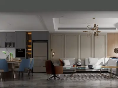 Luxury living room interior 3D model