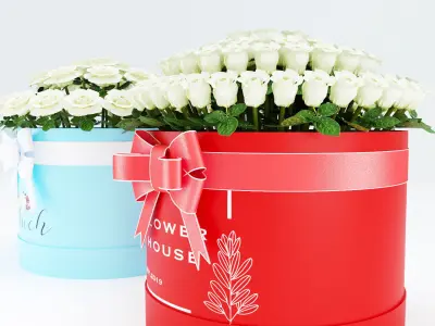 Rose white boquet 3D model