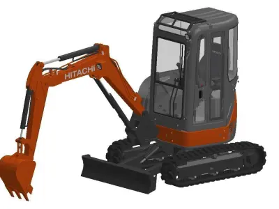 Mini excavator Hitachi Zaxis ZX27U-2  - Extra package version 3D model