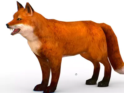 LowPoly Model Beautiful Red Fox Low-poly 3D model