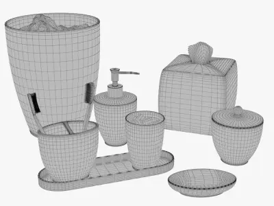Setai Pale Blue Porcelain Bath Accessories 3D model