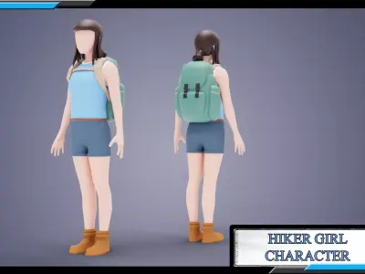 HIKER GIRL BASE MESH MODEL  Free low-poly 3D model