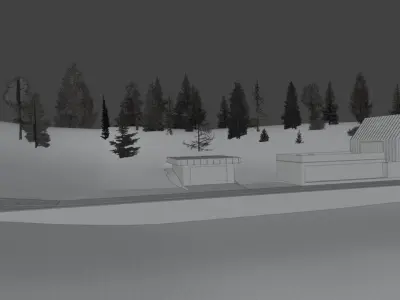 Modern house on a hill with road for car animations  Free low-poly 3D model