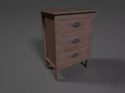 Game Ready Wooden Nightstand Furniture Low-poly 3D model