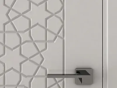 Interior door with carved arabian pattern 3D model
