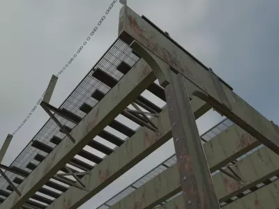 Elevated Train Tracks Low-poly 3D model