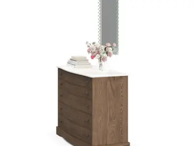 wooden dresser with four drawers 3D model