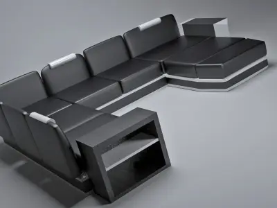 U-shape Sofa 90s style 3D model