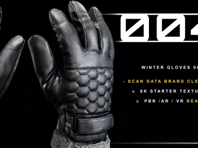 Winter Gloves 004 Low-poly 3D model