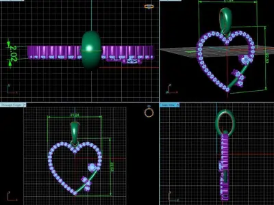 Diamond Heart Pendant 3D print model