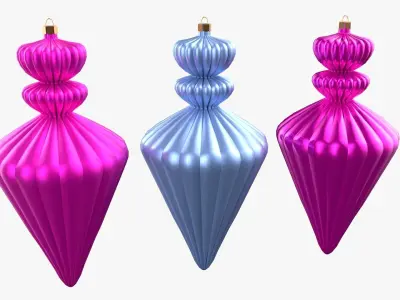 Christmas Tree Ornament Set10 - Pink LightBlue Low-poly 3D model