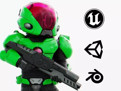Cyber Soldier Rigged for Unreal Engine - Unity - MIXAMO 3D model
