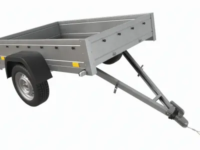Single axle car trailer 3D model