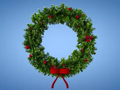 Christmas Wreath Low-poly 3D model