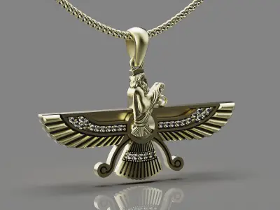 Farvahar pendant silver gold sterling printable jewelry 3D model 3D print model