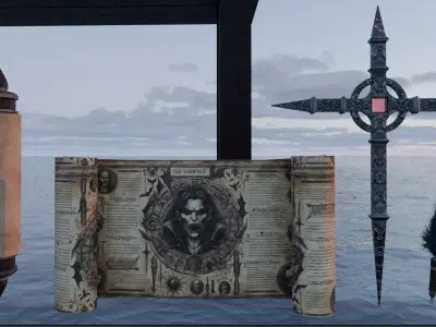 Stylized Vampire Kit Old Papyrus Props Low-poly 3D model