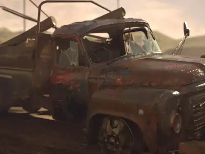 Old Abandoned Truck Low-poly 3D model