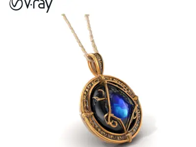 Mystical Ancient Pendant with Sigils model pack Low-poly 3D model