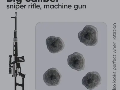15 Bullet Hole Decals Pack on Concrete Wall 2 Texture