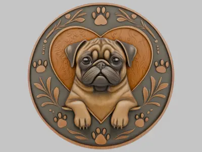 Dog Banner Embelm Low-poly 3D model
