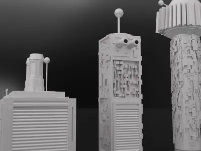 Sci fi hard surface building Free 3D model