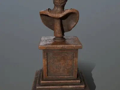 Pompee bust of roman emperor Low-poly 3D model