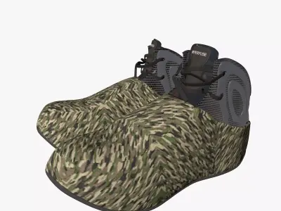 Sneakers pair of camouflage shoes 3D model